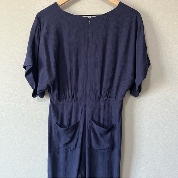 Boden Alice Faux Wrap Front Jumpsuit Short Sleeves Navy Blue Size 4 Petite NEW - Picture 9 of 13